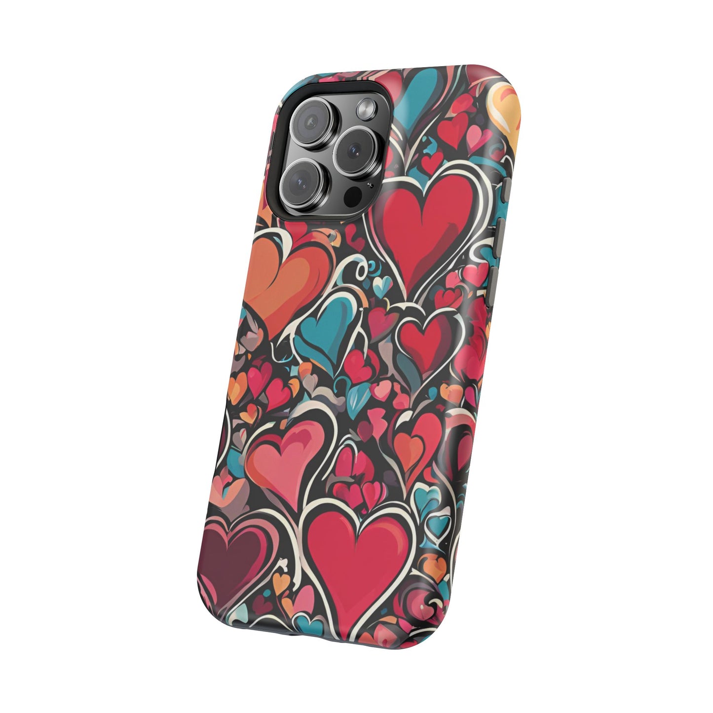 Vibrant Multicolor Heart Art – MagSafe-Compatible iPhone Case