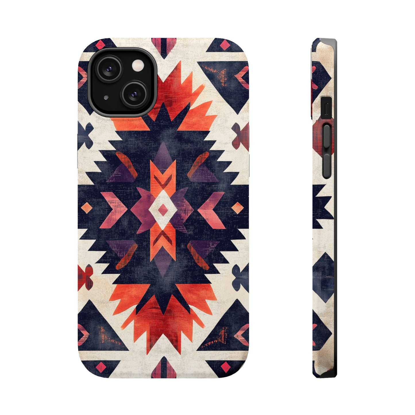 Boho Tribal Starburst Tough MagSafe iPhone Case – Vibrant Geometric Design, Dual-Layer Protection