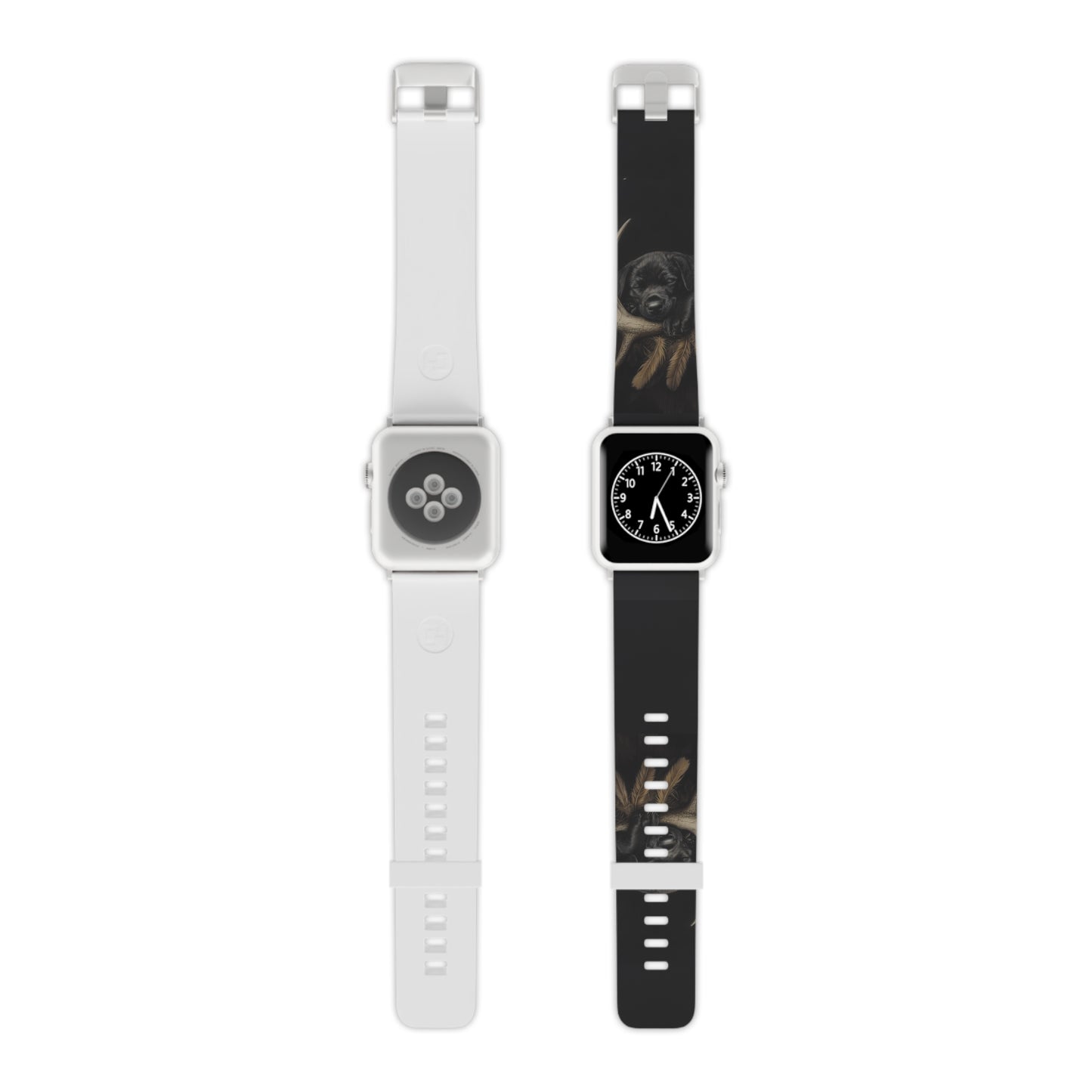 Adorable Black Labrador Puppy on Feathers Apple Watch Band