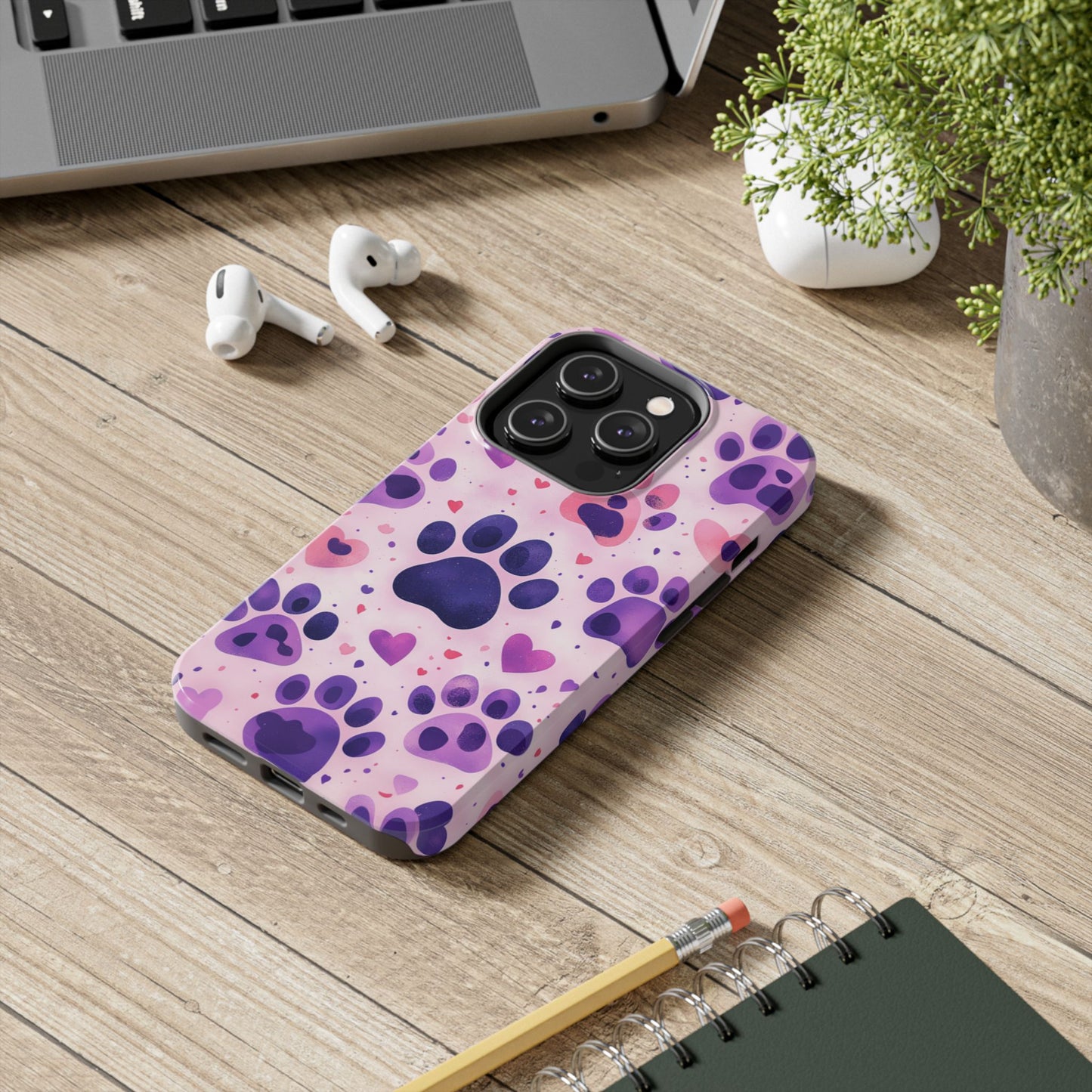 Purple Paw Print iPhone Case - Playful Pet Lover’s Protective Cover