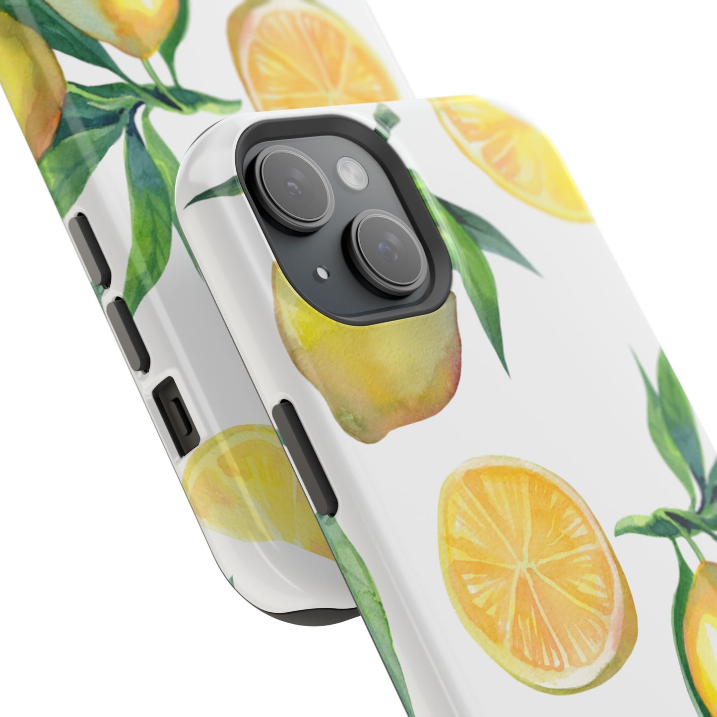 Lemon Grove Watercolor Tough MagSafe iPhone Case – Fresh Citrus Design, Dual-Layer Protection