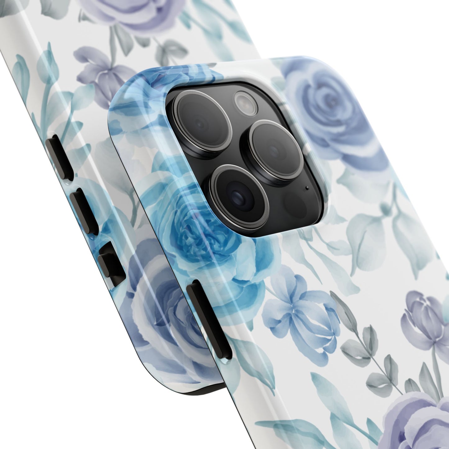 Elegant Blue & Violet Roses iPhone Case – Luxurious Floral Design for Chic Device Protection