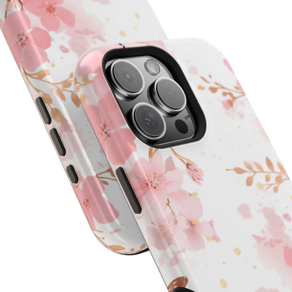 Soft Pink Cherry Blossom MagSafe Case – Floral Elegance with Wireless Charging