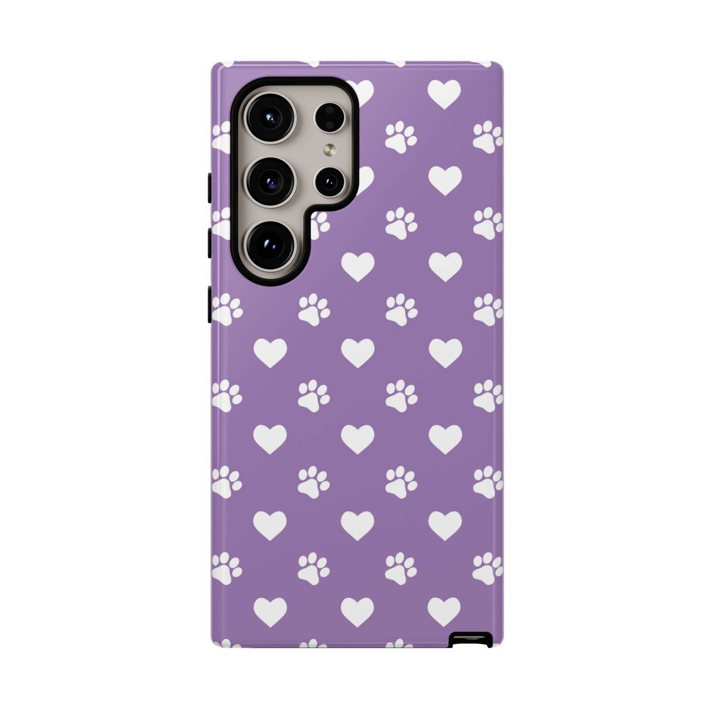 Lavender Paw Prints & Hearts Design - Adorable Pet Lover Samsung Galaxy Case