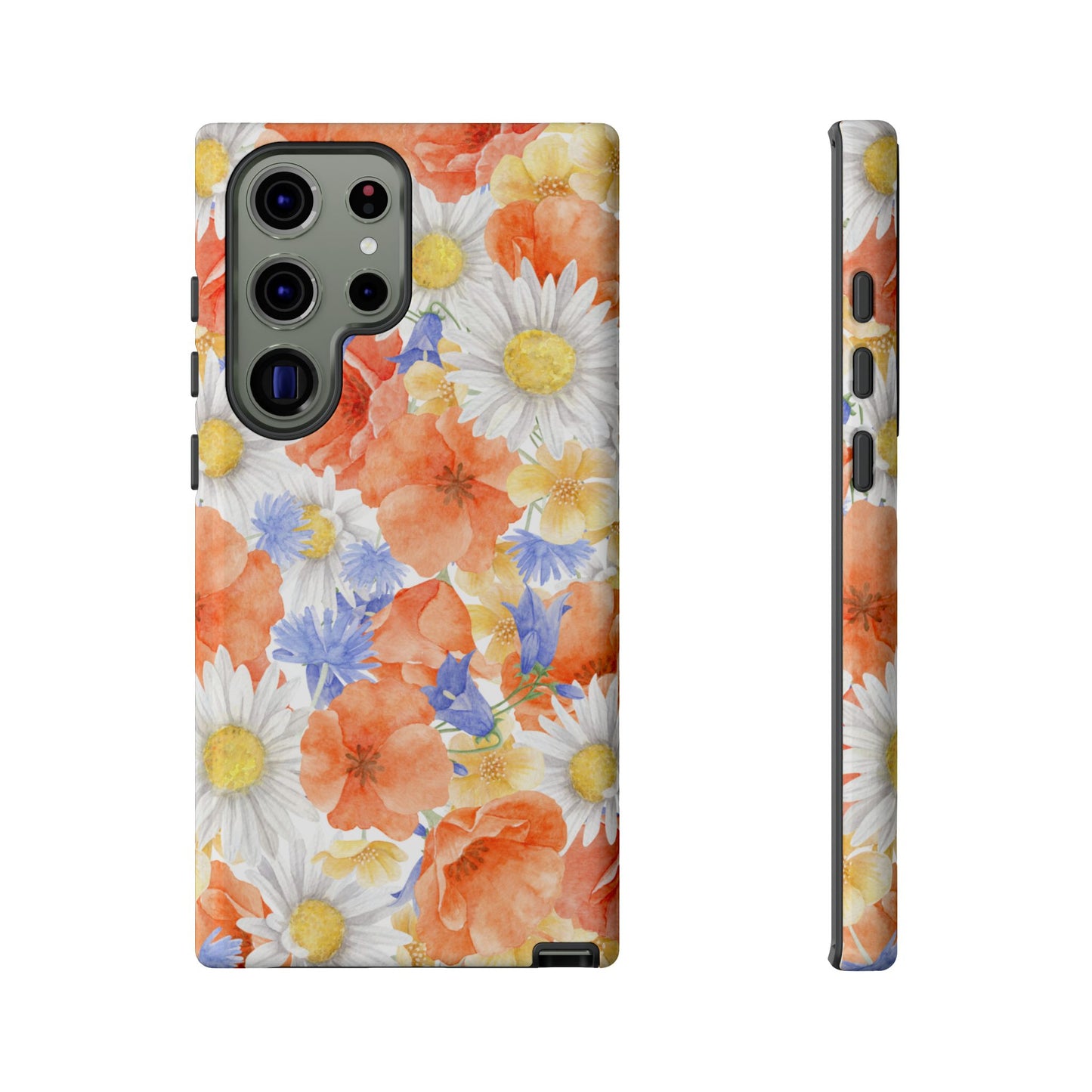 Watercolor Wildflower Pattern Samsung Galaxy Case – Durable Matte Finish with Daisy, Poppy & Cornflower Design