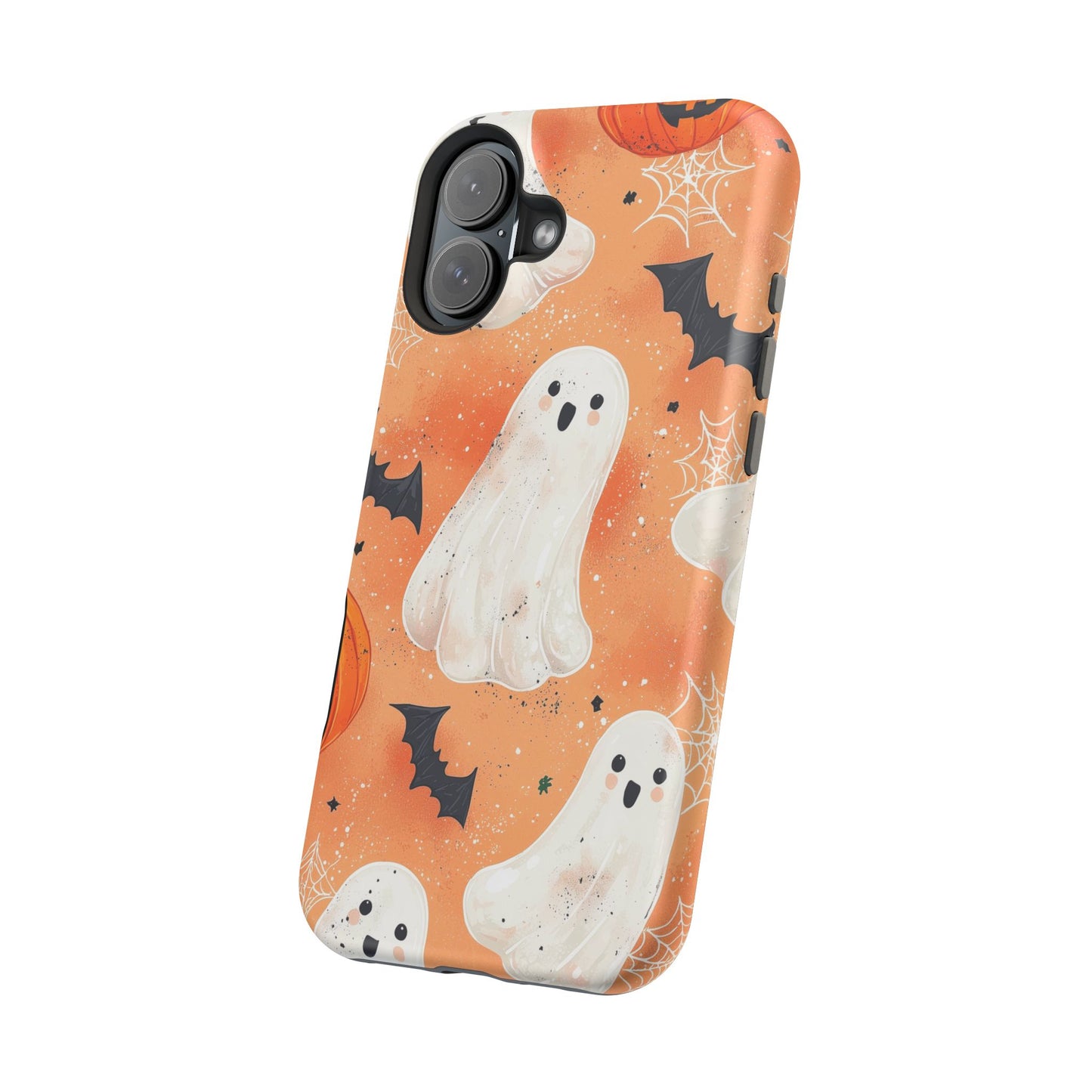 Spooky Cute Ghost MagSafe iPhone Case – Halloween Ghosts, Pumpkins, Bats & Cobwebs Design