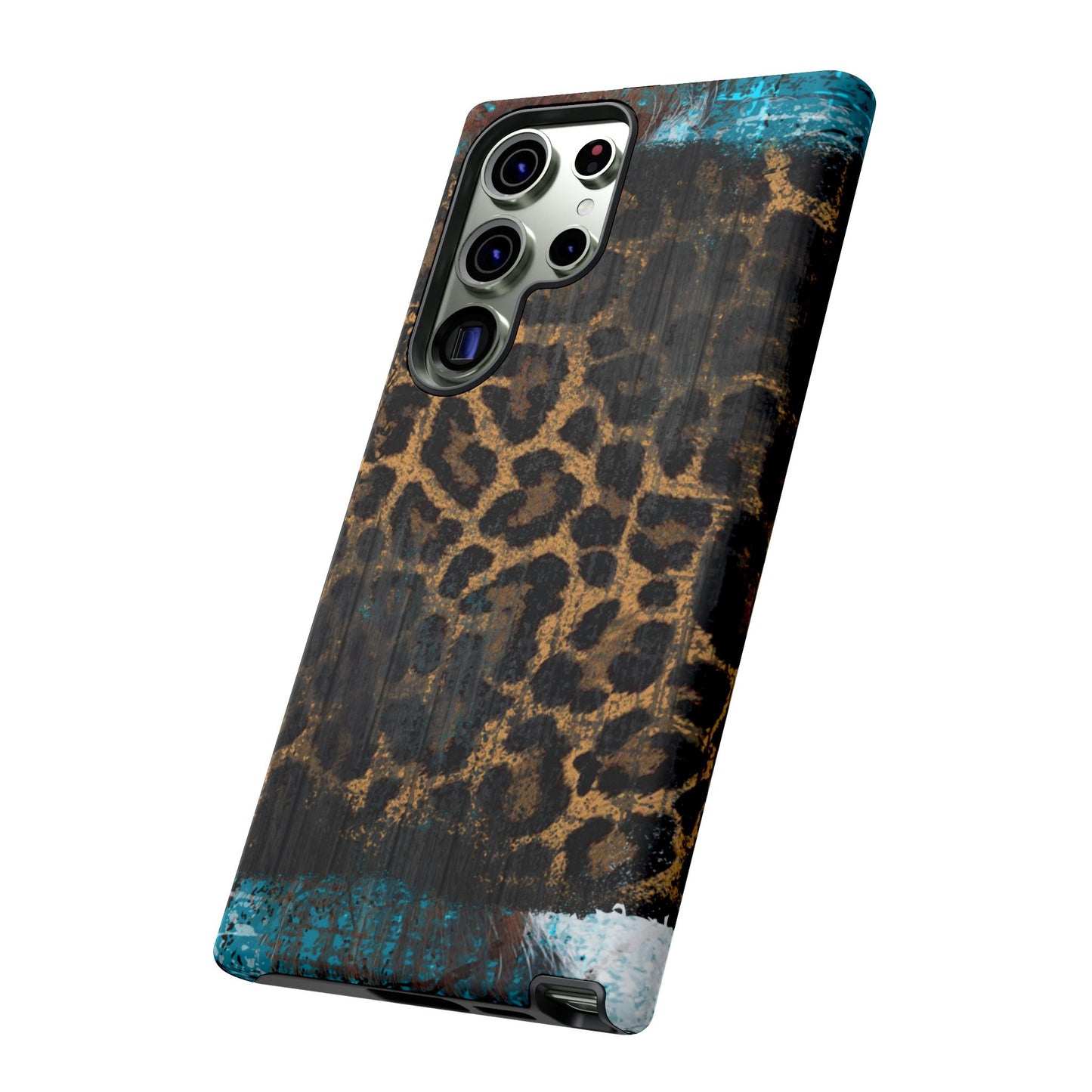 Boho Leopard and Turquoise Tough Samsung Galaxy Case – Rustic Western Design with Dual-Layer Protection