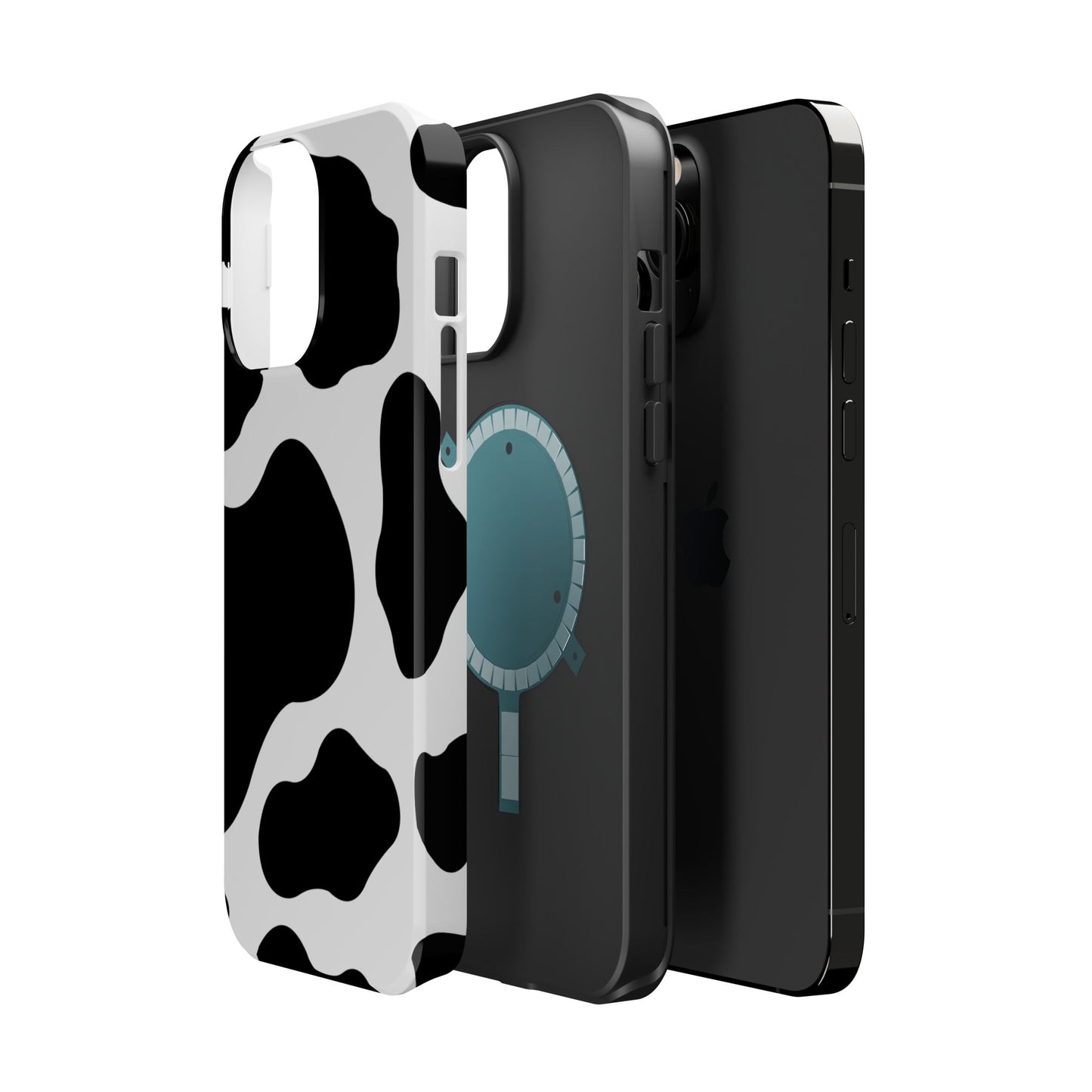 Chic Cow Print Tough Magsafe iPhone Case – Trendy Monochrome Animal Pattern with Dual-Layer Protection