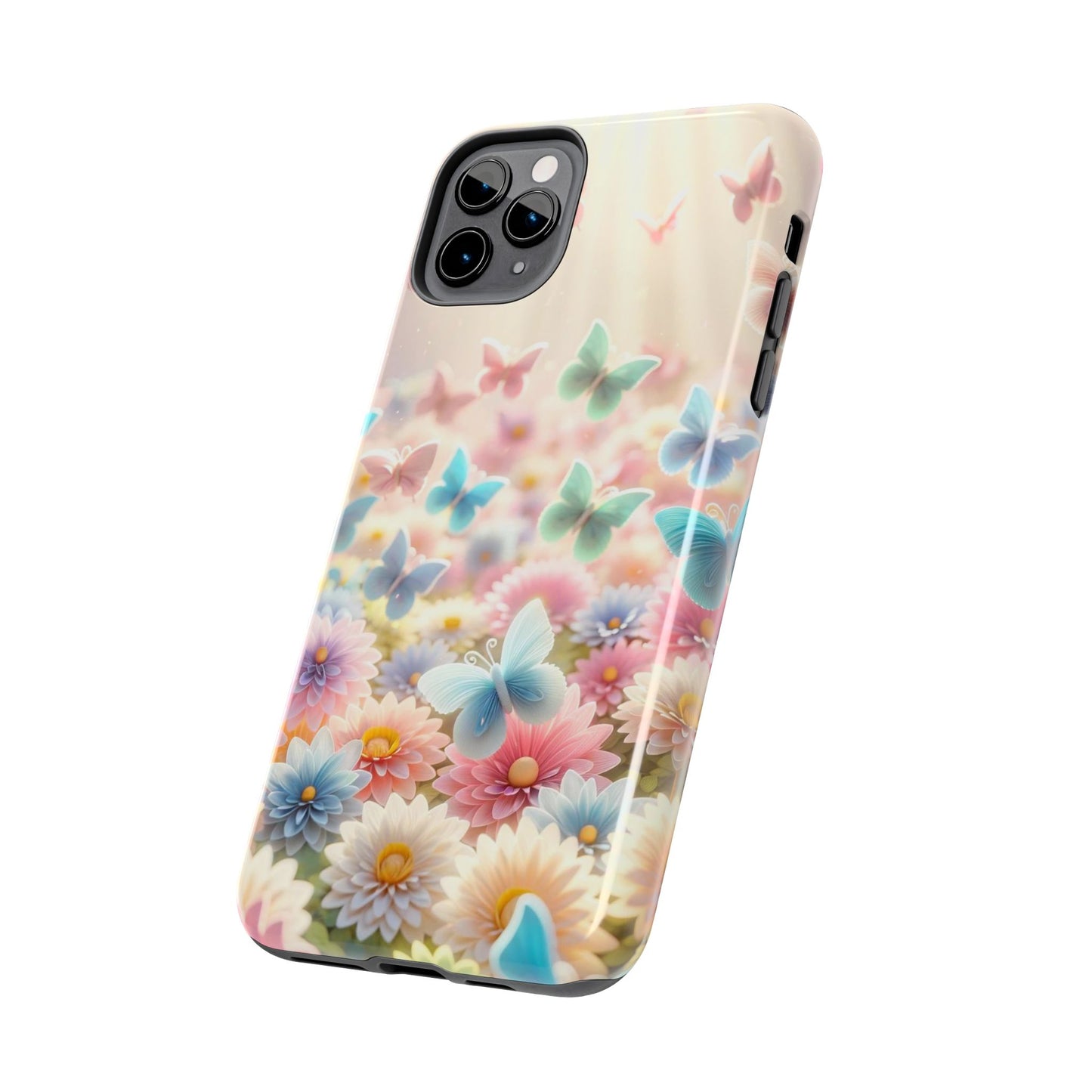 Butterfly Flower Garden - iPhone Case - Pastel Floral Protective Cover