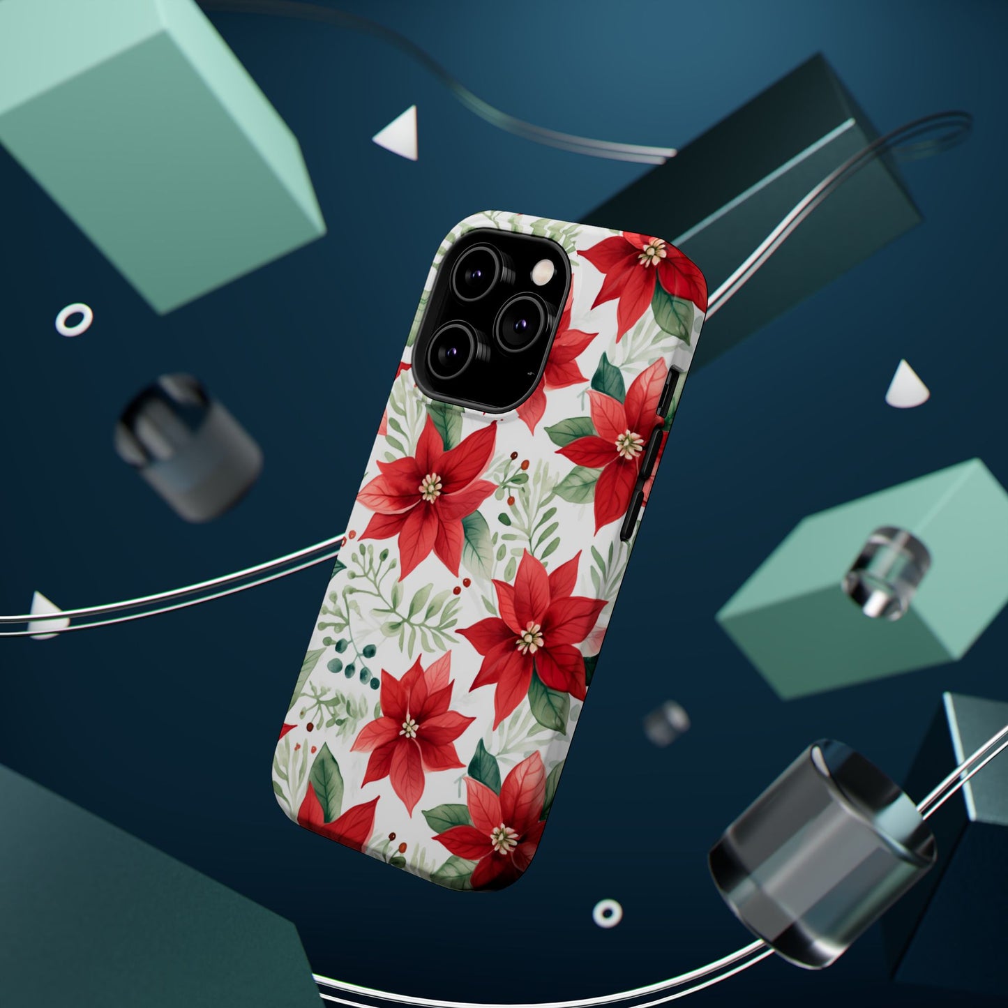 Festive Poinsettia Holiday Pattern – MagSafe iPhone Series Case