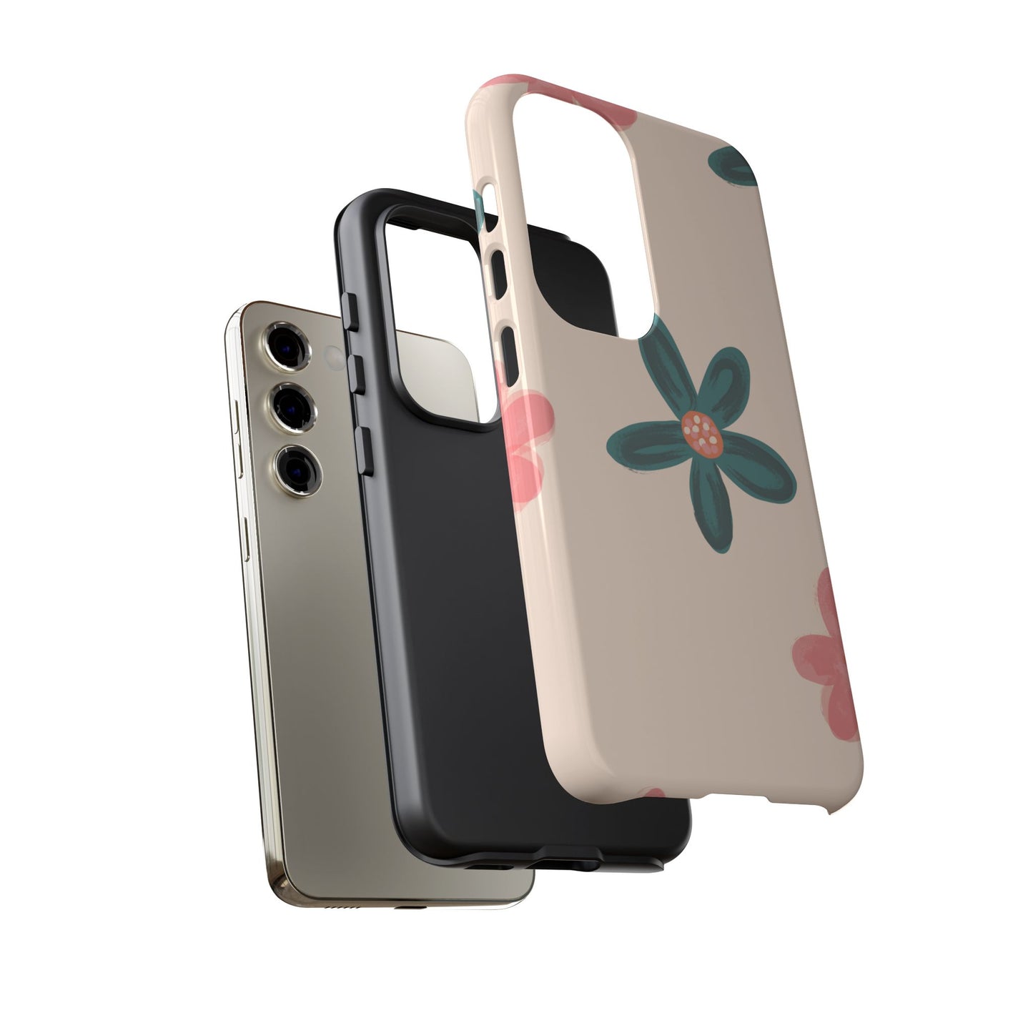 Vintage Floral Tough Samsung Galaxy Case – Soft Matte Finish with Dual-Layer Protection