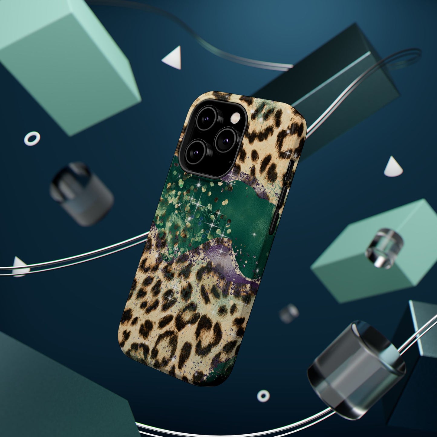 Emerald Glitter Leopard Print - MagSafe iPhone Series Case