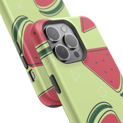 Watermelon Slice MagSafe iPhone Case – Fresh & Fun Design with Retro Geometric Pattern