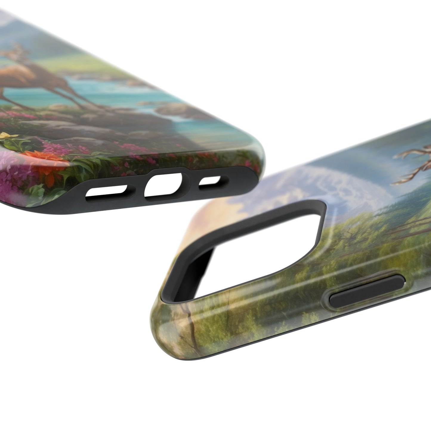 Alpine Serenity – Stag in Mountain Bliss MagSafe iPhone Cases