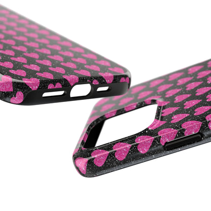 Glitter Pink Hearts iPhone Case