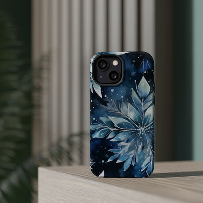 Winter’s Embrace – Blue Snowflake MagSafe iPhone Case