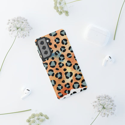 Sunset Watercolor Leopard Print Tough Samsung Galaxy Case – Artistic Animal Pattern with Dual-Layer Protection