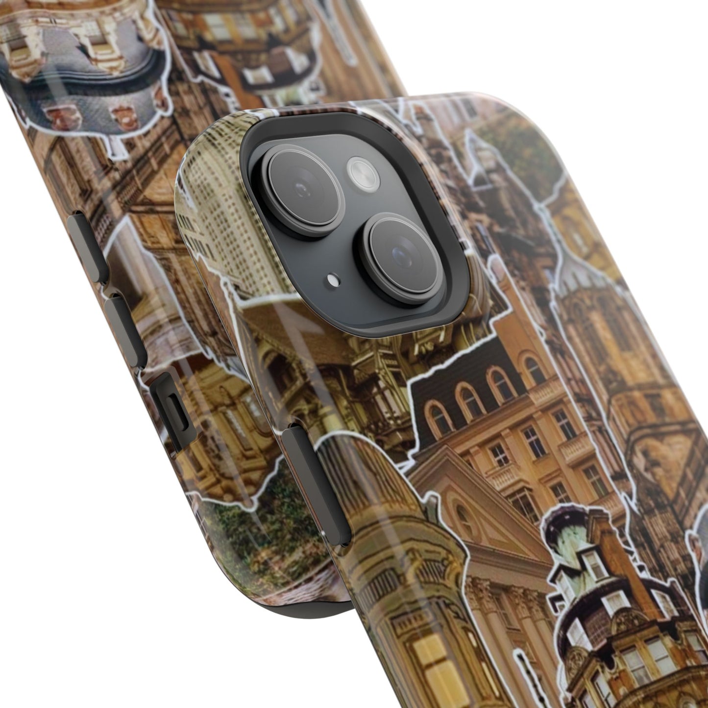 Vintage Architectural Collage MagSafe iPhone Case – Tough Dual-Layer Protection with Matte Finish