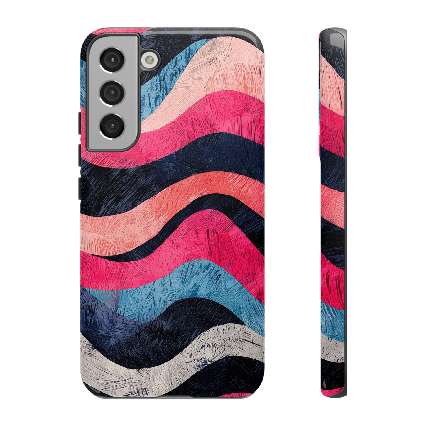 Abstract Wave Pattern Samsung Galaxy Case – Shockproof, Matte Finish, Dual-Layer Protection