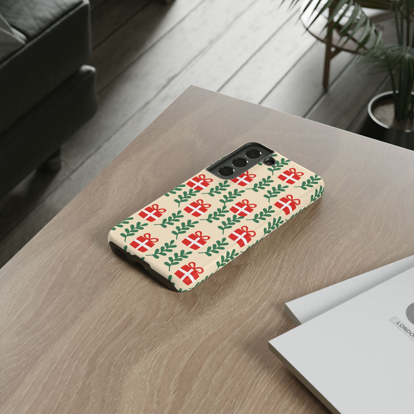 Samsung Galaxy Case: Holiday Cheer – Red Gifts & Green Leaves