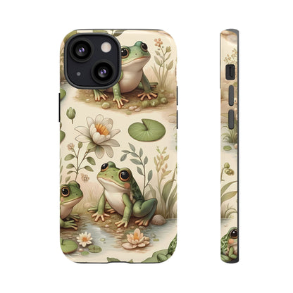 Cute Frogs Phone Case - Pond Pals Frolic - Charming Frog Lily Pad Phone Case for iPhone, Google & Samsung! Great Gift For Any Frog Lover!