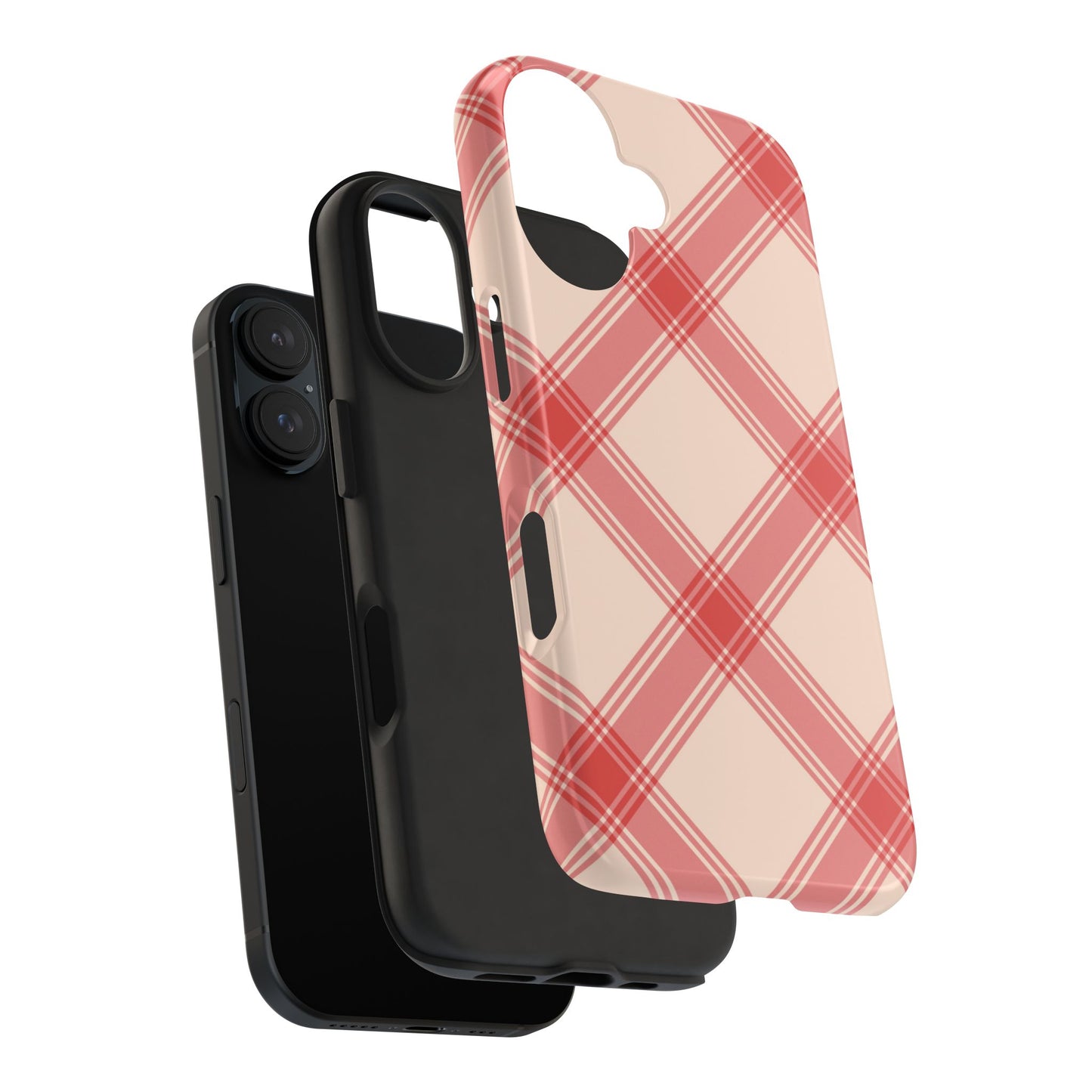 Soft Peachy Red Plaid iPhone Case