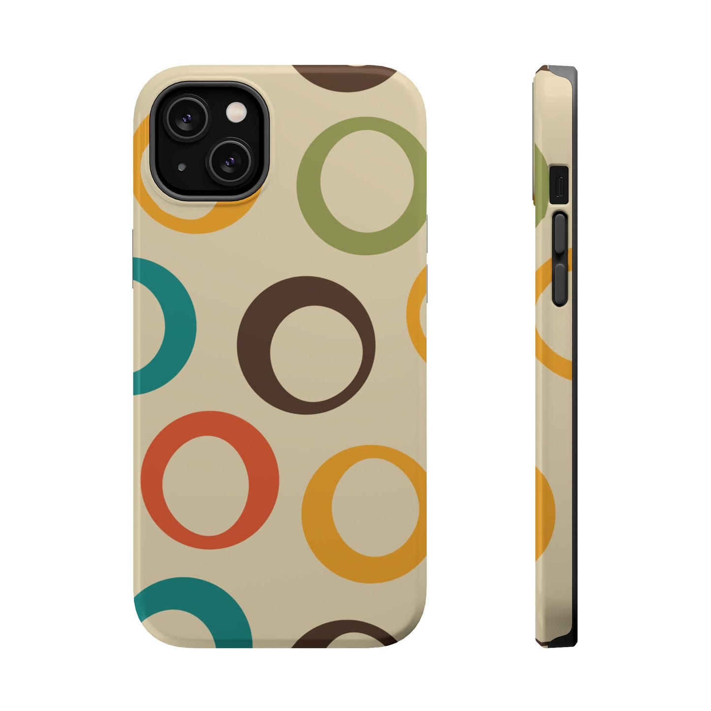 Retro Colorful Rings MagSafe iPhone Case – Shockproof, Matte Finish, Dual-Layer Protection