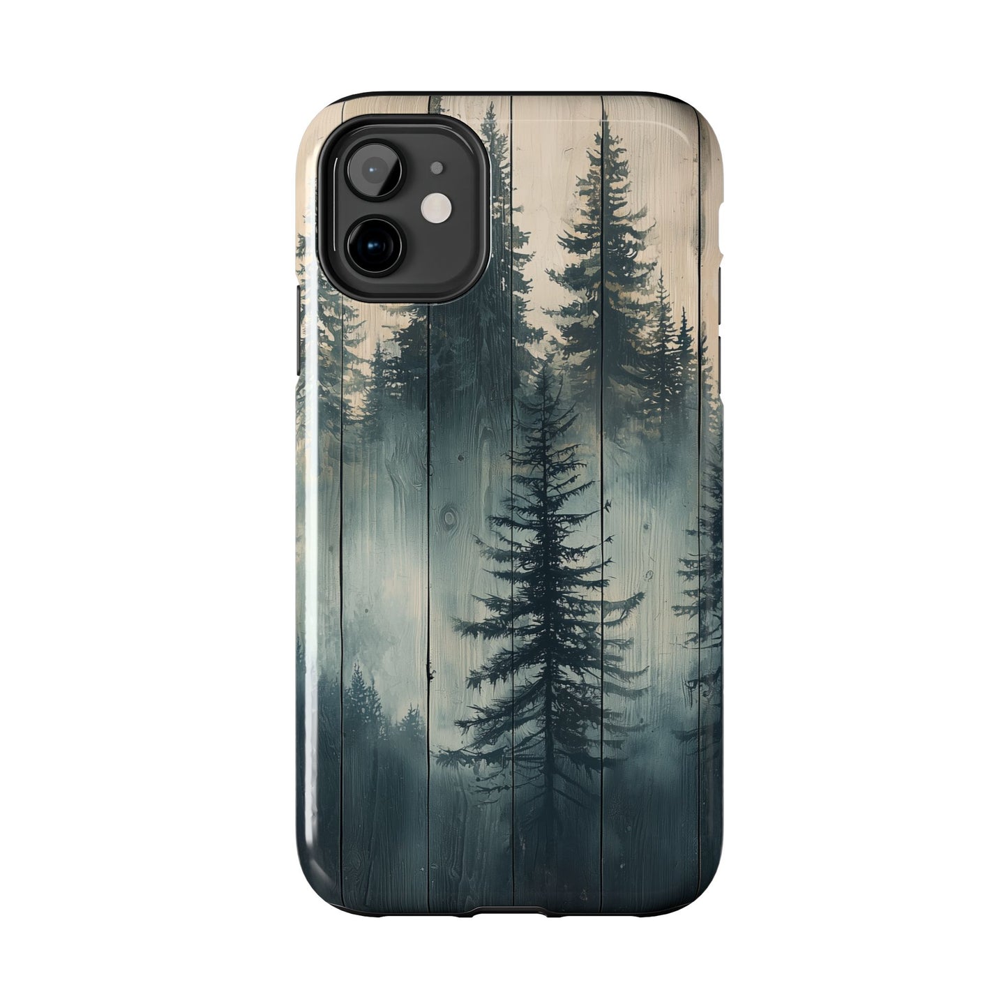 Misty Pine Forest Iphone Case - Nature-Inspired Wood Design Protective Cover