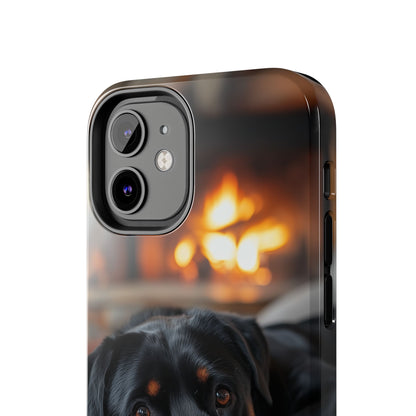 Warm Rottweiler by the Fireplace Samsung Galaxy Case – Rustic Charm for Dog Lovers