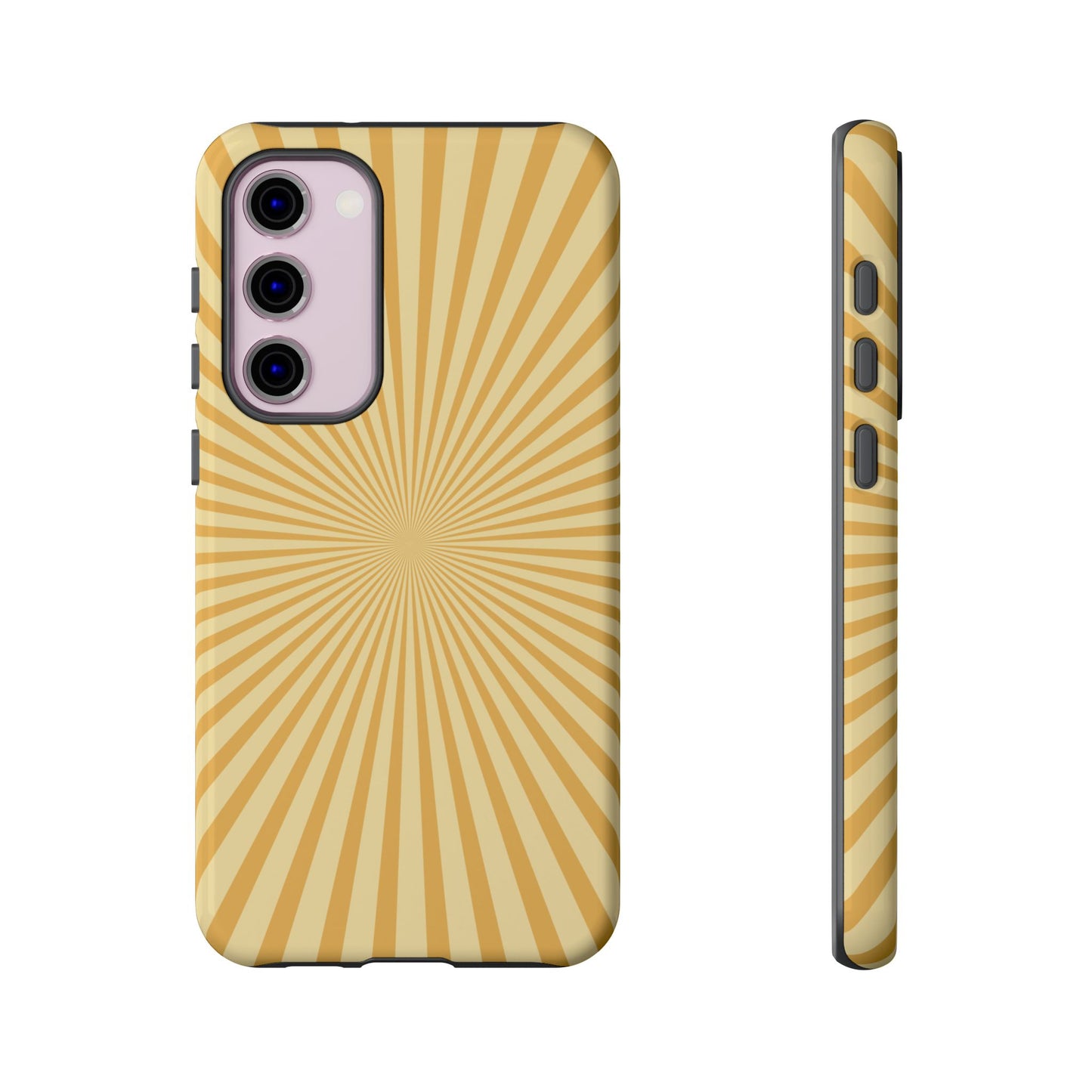 Golden Sunburst Samsung Galaxy Case – Retro Radiant Design with Dual-Layer Protection