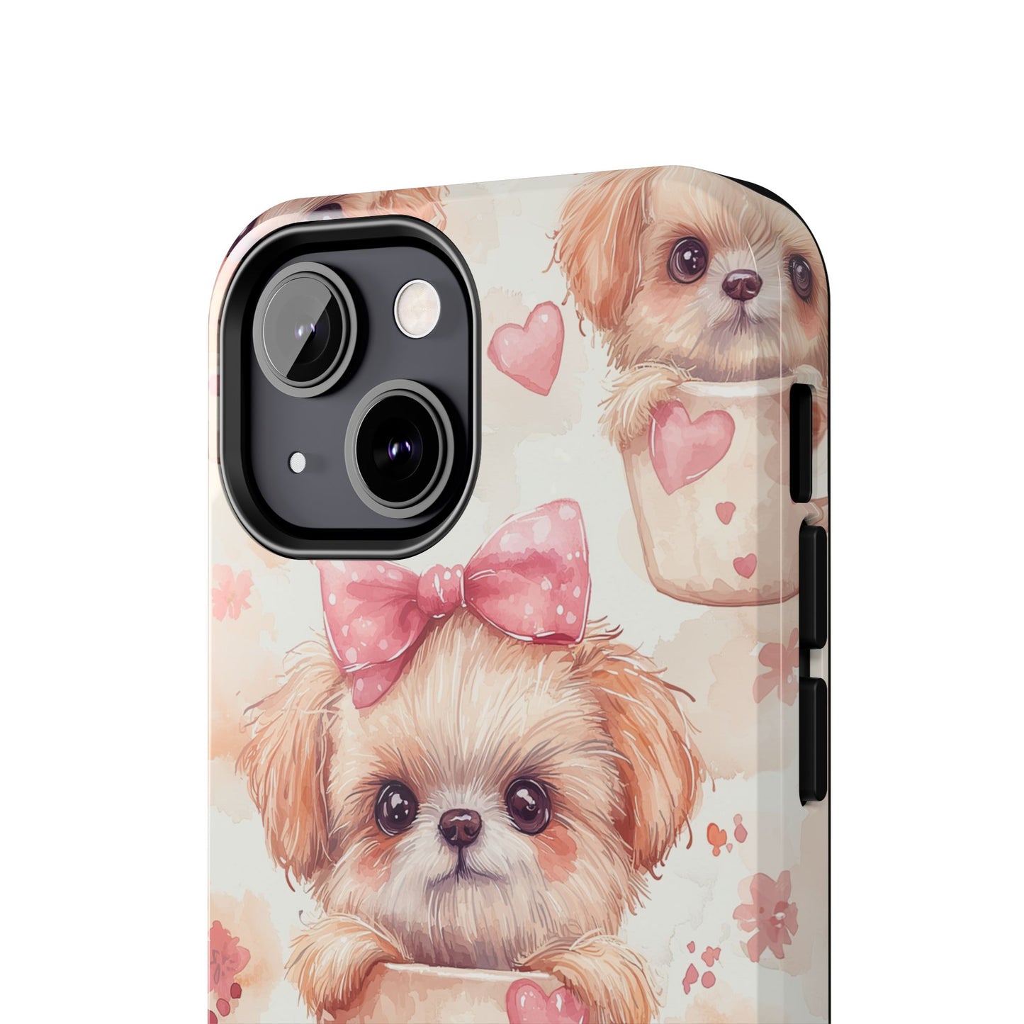 Adorable Puppy in Teacup iPhone Case – Tough, Dual - Layer Protection with Cute Pink Bow Design - BOGO Cases