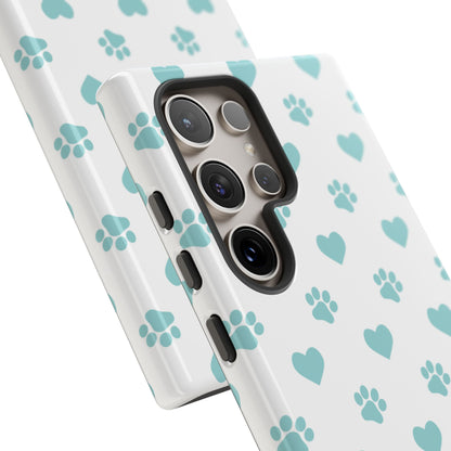 Mint Green Paw Print & Heart Samsung Galaxy Case – Cute Pet Lover’s Design