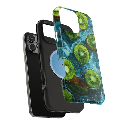 Tropical Kiwi Splash MagSafe iPhone Case – Tough Dual-Layer, Vibrant Summer Design