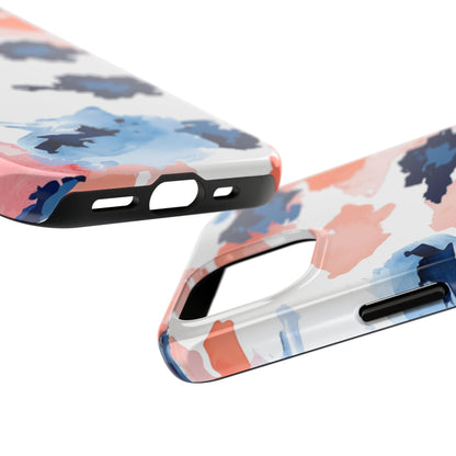 Abstract Coral & Navy Watercolor Design – iPhone Case