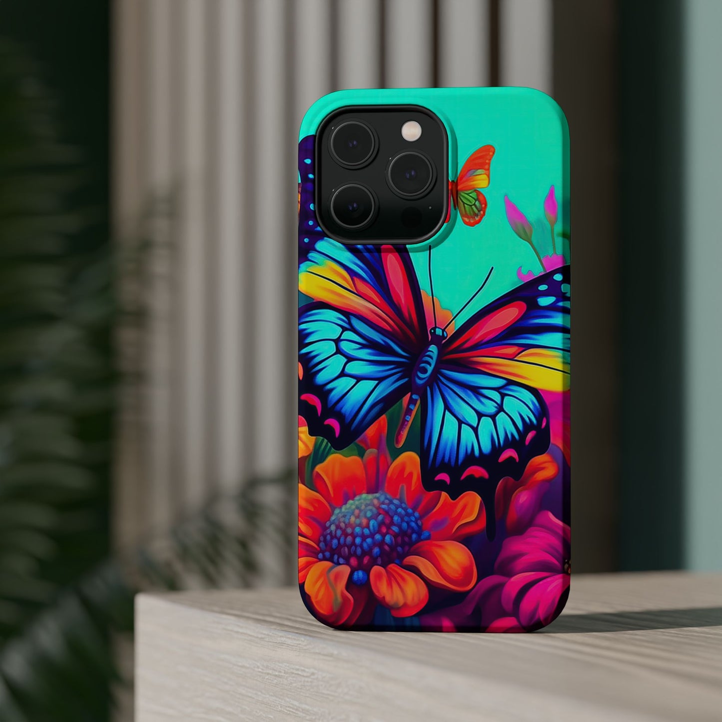 Vivid Butterfly & Floral Burst - MagSafe iPhone Case