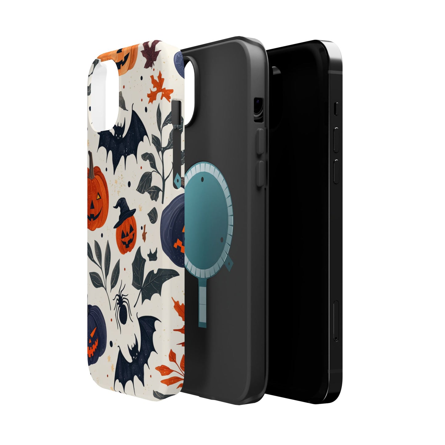 Spooky Halloween MagSafe iPhone Case – Pumpkins, Bats, and Spider Design