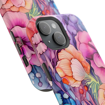 Bright Watercolor Floral Splash MagSafe iPhone Series Case – Bold Artistic Design