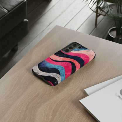 Abstract Wave Pattern Samsung Galaxy Case – Shockproof, Matte Finish, Dual-Layer Protection