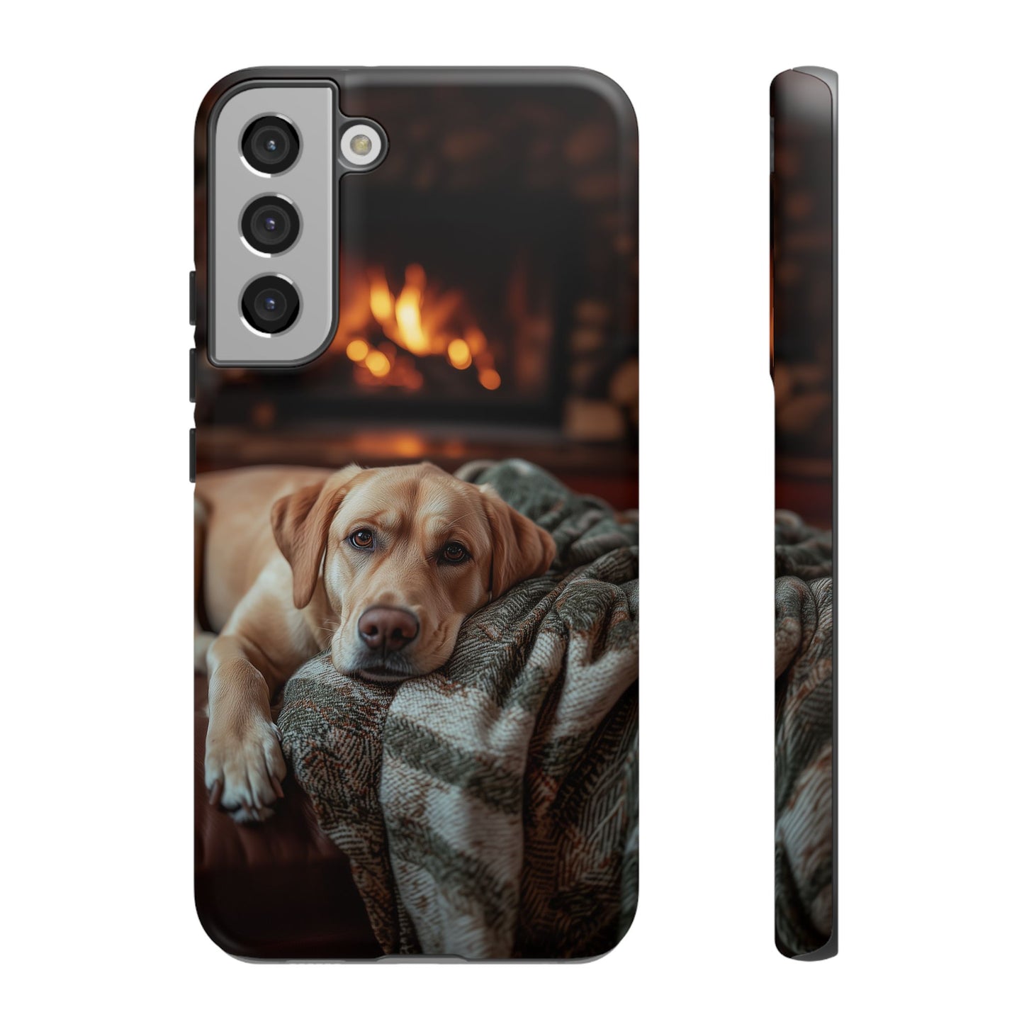 Cozy Labrador by Fireplace Samsung Galaxy Case – Rustic Cabin Protective Cover