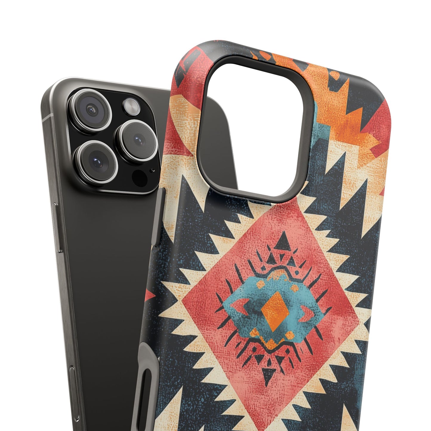 Bold Aztec Pattern Tough MagSafe iPhone Case – Vibrant Geometric Design, Dual-Layer Protection