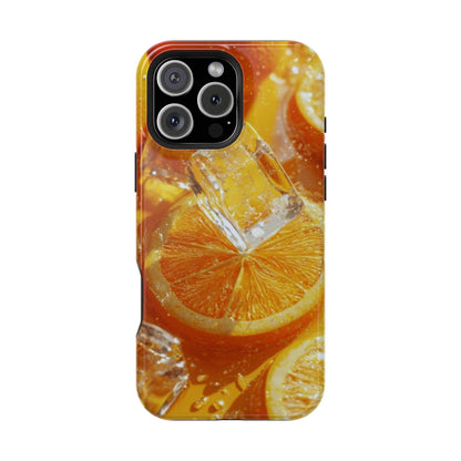 Citrus Orange Splash MagSafe iPhone Case – Dual-Layer Tough Protection, Vibrant Summer Design