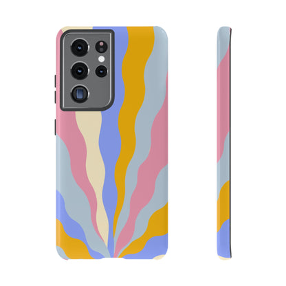 Pastel Radiance Samsung Galaxy Case – 70s-Inspired Dual-Layer Design with Wavy Sunburst Pattern