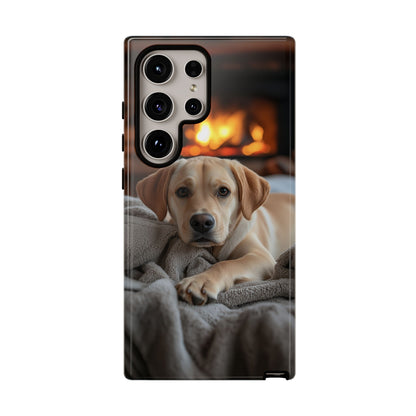 Cozy Golden Retriever by the Fireplace - Samsung Galaxy Case