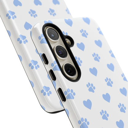 Samsung Galaxy Case - Blue Paw Print & Heart Design