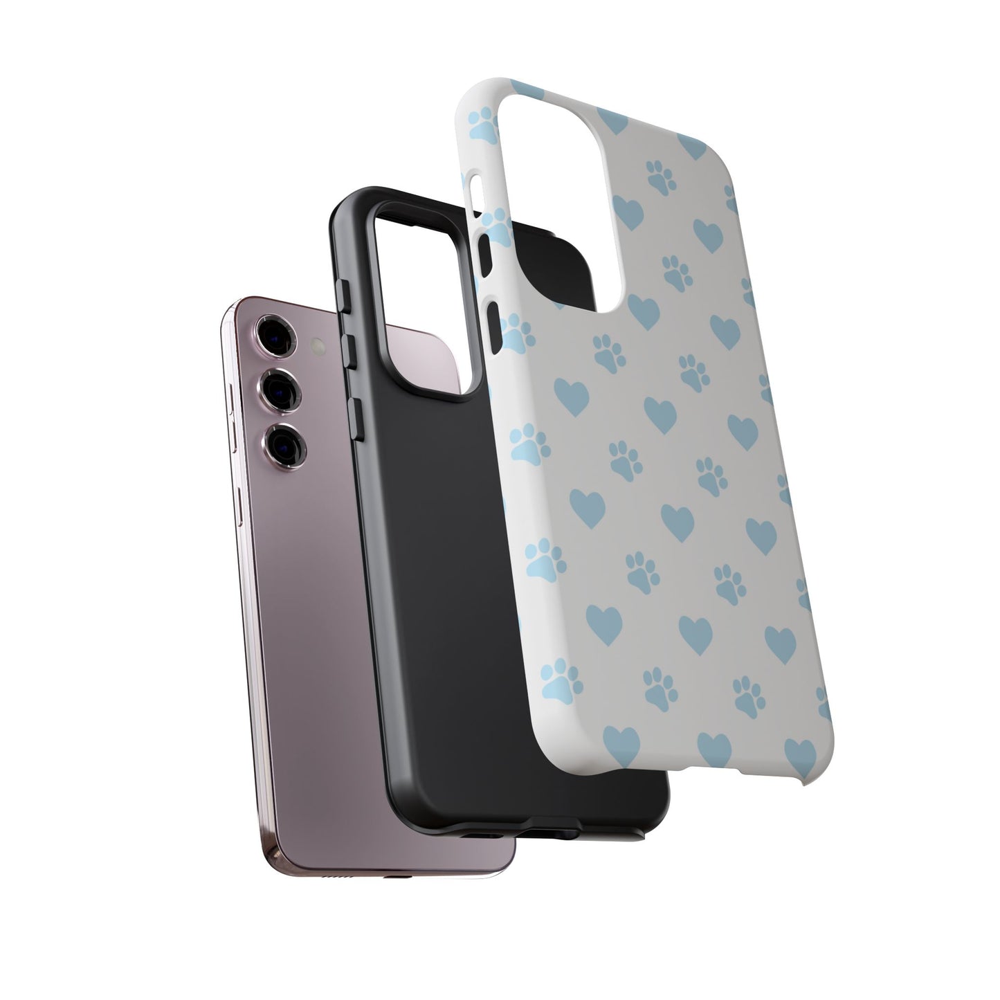 Light Blue Paw Prints & Hearts – Samsung Galaxy Case for Animal Lovers