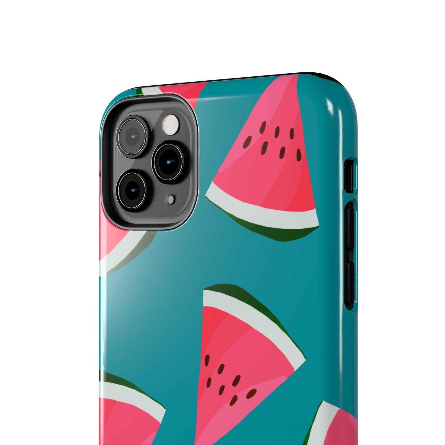 Watermelon Bliss iPhone Case – Vibrant Summer Fruit Design on Teal Background