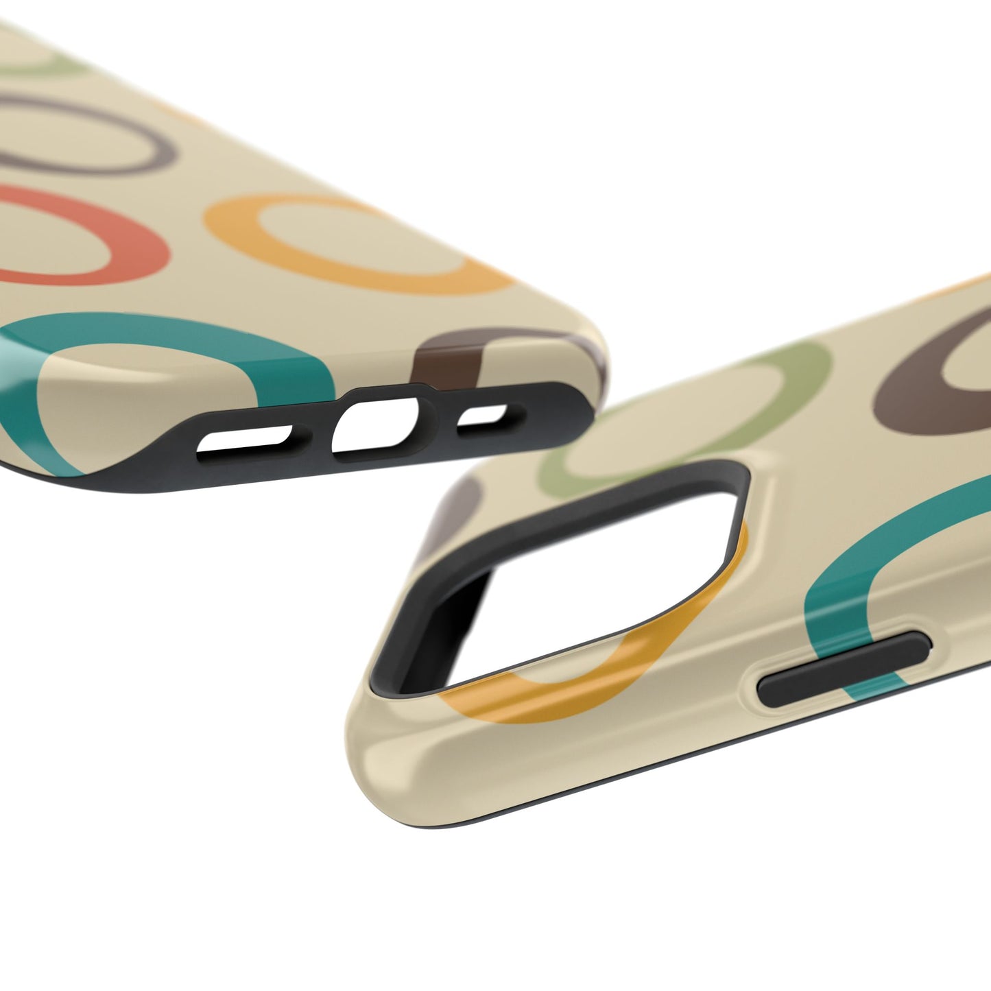 Retro Colorful Rings MagSafe iPhone Case – Shockproof, Matte Finish, Dual-Layer Protection