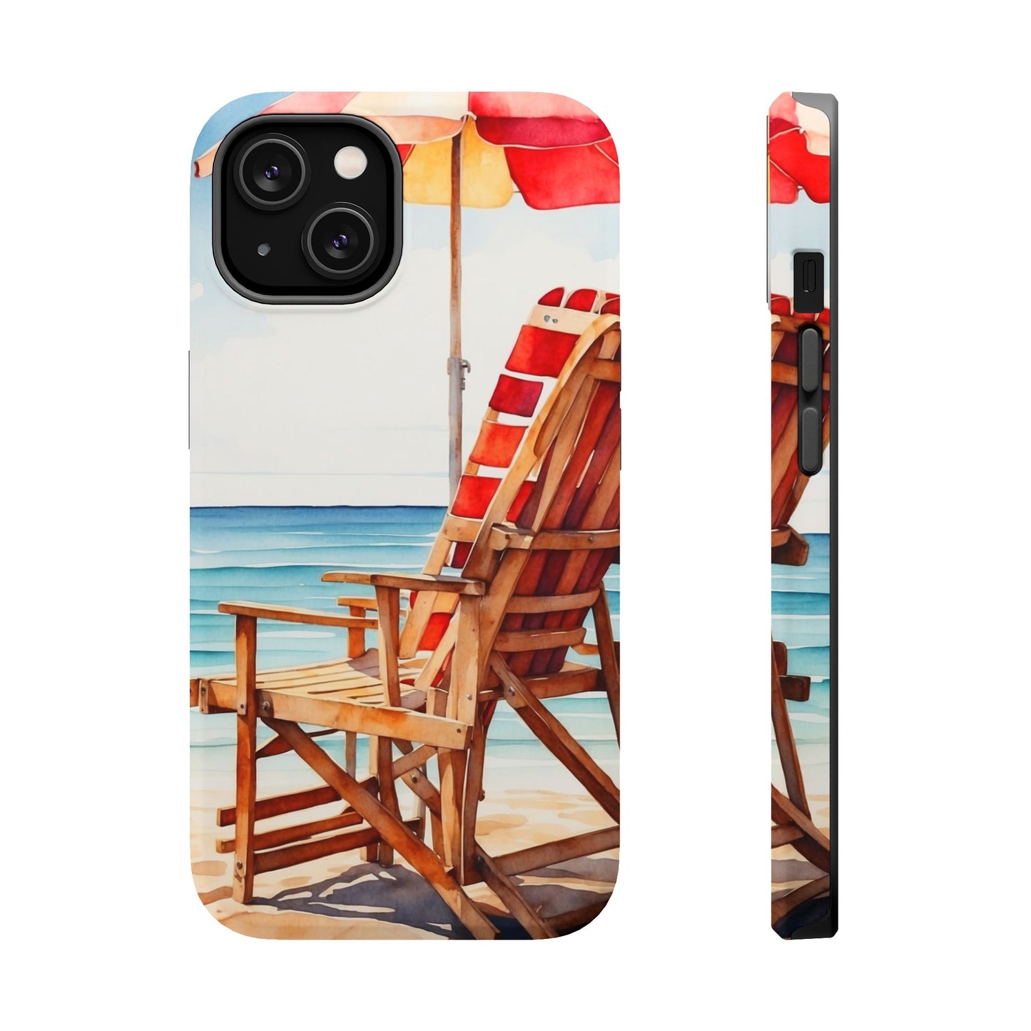 Beach Bliss MagSafe iPhone Series Case – Relaxing Seaside Chair and Umbrella Design