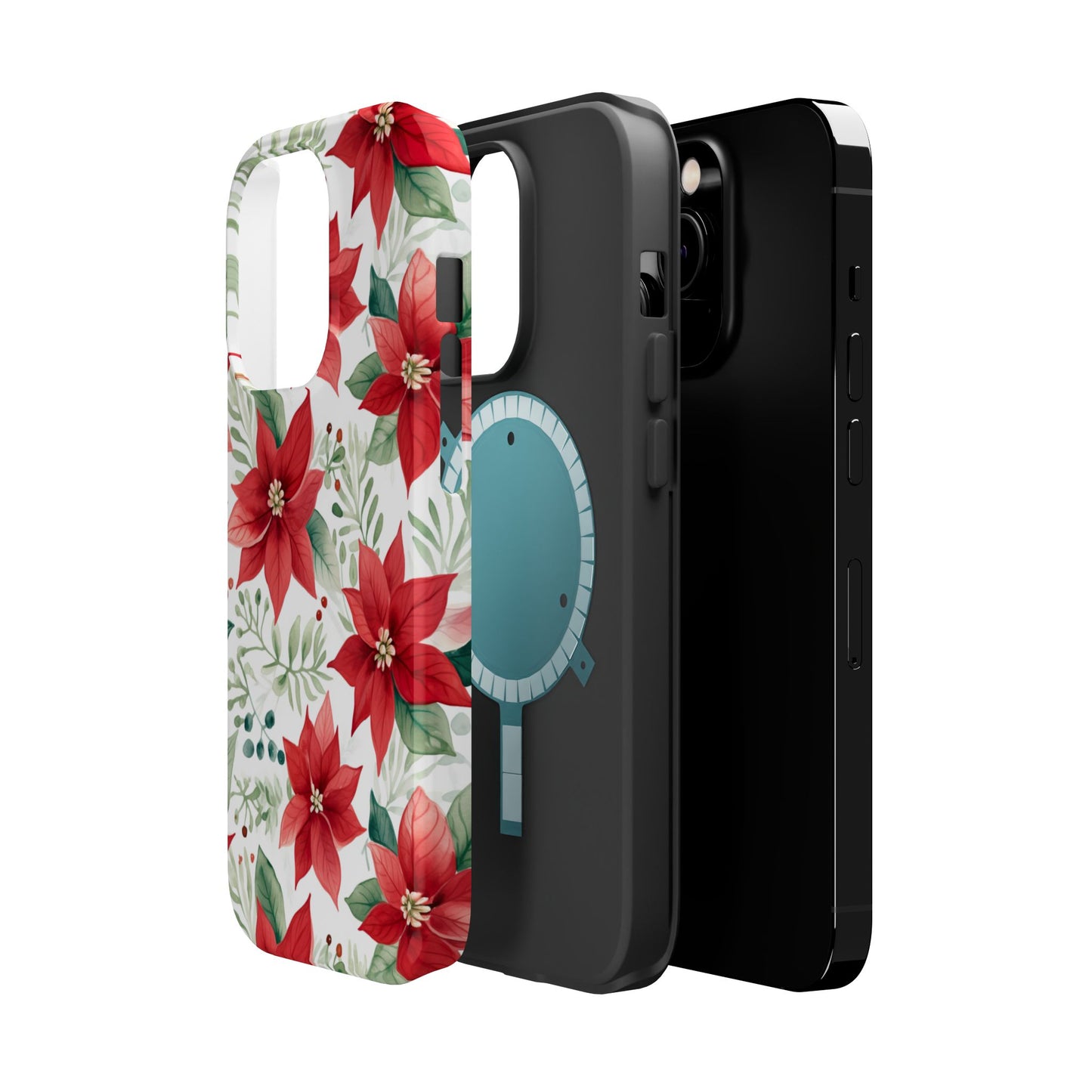 Festive Poinsettia Holiday Pattern – MagSafe iPhone Series Case