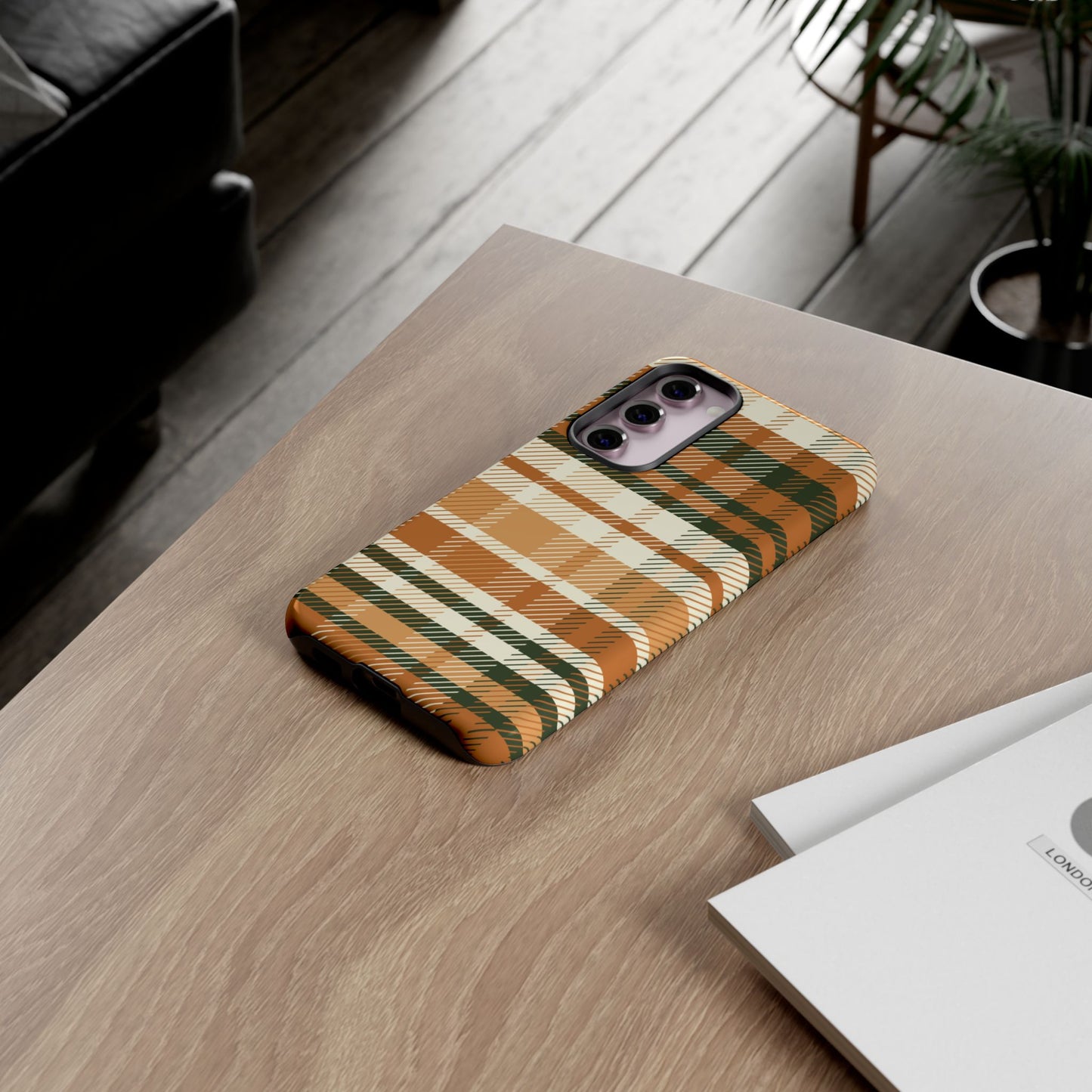 Samsung Galaxy Case - Pumpkin Spice Plaid Design